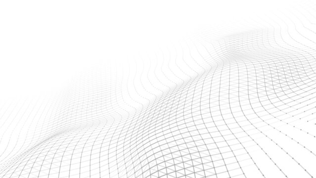Abstract perspective background. 3D wireframe vector mesh on white background.