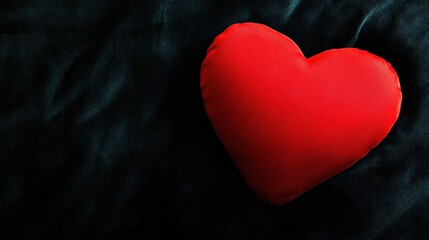 adoration. A red heart shape on a dark velvet background, conveying deep gratitude with dramatic lighting and emotional depth. wellbeing guides.