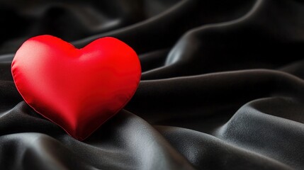 adoration. A red heart shape on a dark velvet background, conveying deep gratitude with dramatic lighting and emotional depth. wellbeing guides.