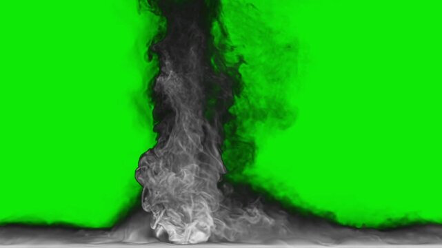 White Wispy Tornado Smoke moving slowly right and left Looping perfectly on an uniform Green background