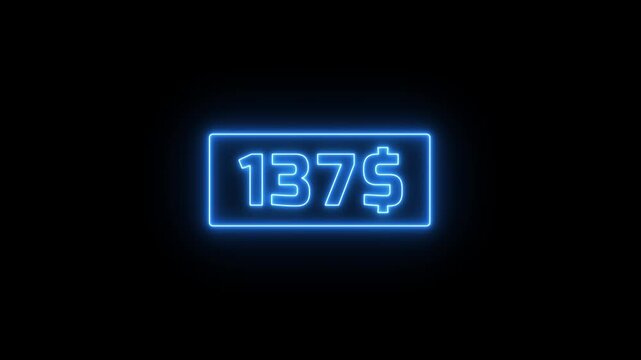 0 to 700 dollar counting animation. 700 dollar neon sign Counting money and digits increasing. Counting Numbers from 0 to 700 on a black backgrount