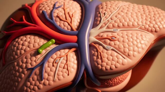 Detailed 3D Human Liver Anatomical Model with Vascular and Bile Ducts