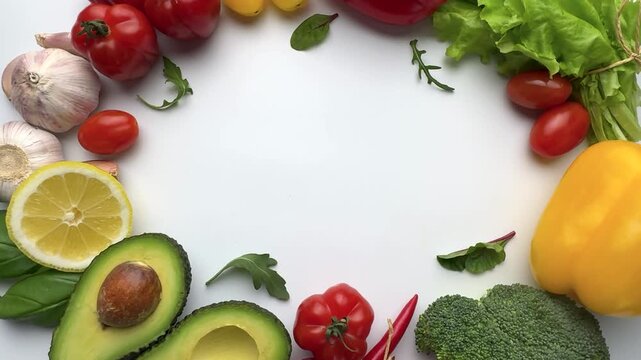 Fresh vegetables frame with copy space for healthy eating