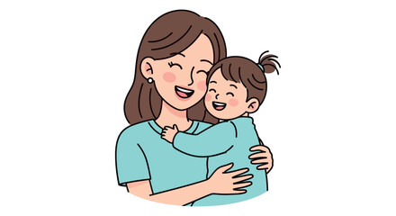 Obraz premium Loving mother embracing her happy little girl with joyful expression
