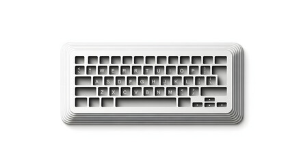 Minimalist white computer keyboard isolated on white background