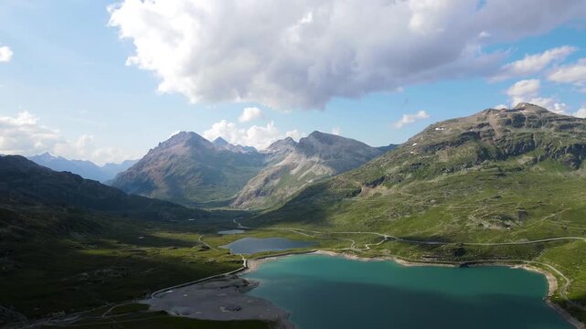 Cinematic Drone Shot of Piz Bernina in the Swiss Alps at Bernina Pass