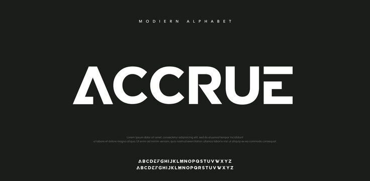 Modern Alphabet Typography Accrue Word Logo Design