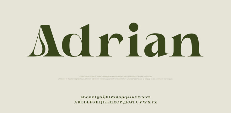 Typography design of the name Adrian in green letters on a beige background