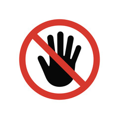 Prohibition sign depicting a black hand within a red no symbol