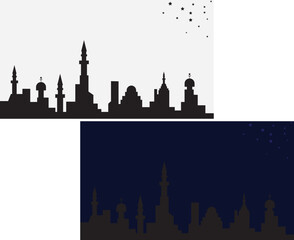 Islamic building background design in white and black. vector deign