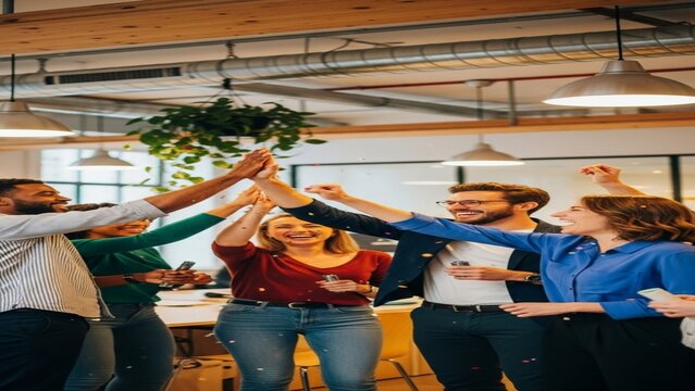 Modern Global Business Success: Diverse Team, Leadership & Office

