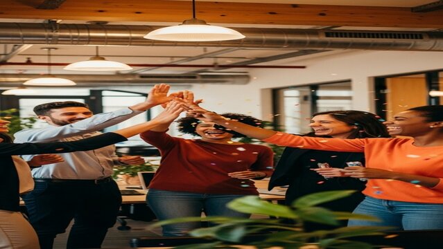 Modern Global Business Success: Diverse Team, Leadership & Office

