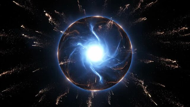 Abstract blue swirling vortex in space with cosmic energy and star dust.