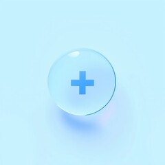 Obraz premium Minimalist plus sign inside a soft blue circle