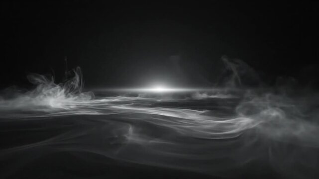 Smoke and fog on dark ground with distant light