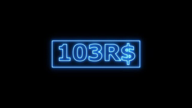 Neon animation of Brazilian Real counting from 0 to 300 on black background. Smooth money increase with glowing digits. Great for finance, tech, and digital economy content.