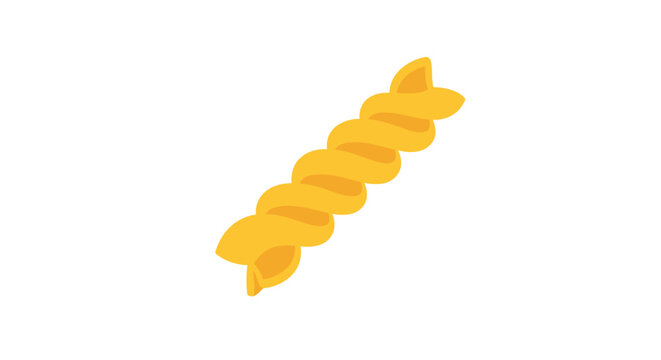 Single piece of dry, uncooked fusilli pasta with its characteristic spiral shape, a popular ingredient in Italian cuisine.