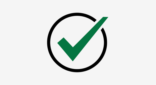A green checkmark inside a black circle representing validation and approval