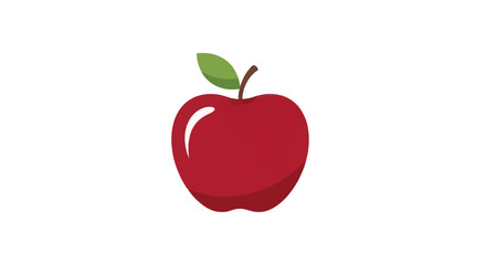 Fototapeta premium A vibrant illustration of a delicious red apple with a green leaf and a brown stem