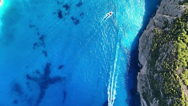 Aerial view of Navagio Beach or Shipwreck Beach. Zakynthos, Greece