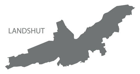 Landshut city map with boroughs grey illustration silhouette shape