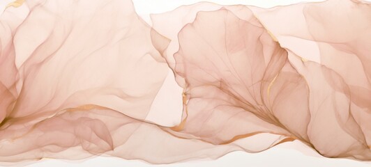 Obraz premium Abstract marble marbled stone ink liquid fluid painted painting texture luxury background banner - Pink petals, blossom flower swirls gold painted lines