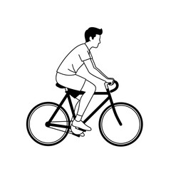 Obraz premium Man Riding Bicycle Line Art Illustration.