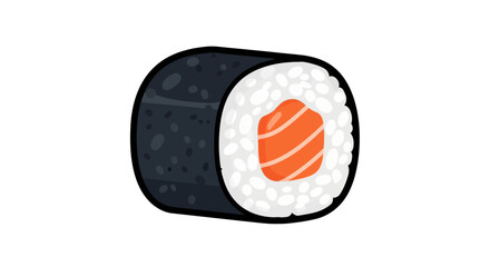 Delicious and Fresh Japanese Salmon Maki Roll Illustration, a Perfect Culinary Icon Design Element