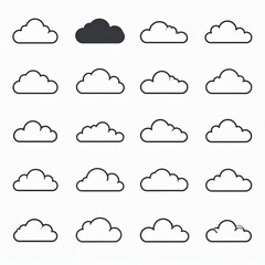 Fototapeta premium Minimalist cloud set isolated on gray background vector illustration weather sky