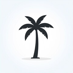 Obraz premium Silhouette palm tree isolated on white background minimalist tropical design vector