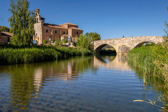 Roman bridge over the Ucero River and Church of Santa Cristina, El Burgo de Osma, Soria, autonomous community of Castile and Le&oacute;n, Spain, Europe