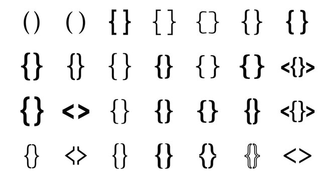 A Grid Arrangement of Varied Brackets and Angle Brackets with Minimalist Aesthetic