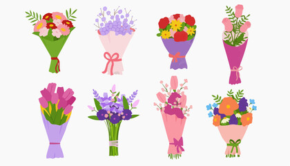 set of spring flowers