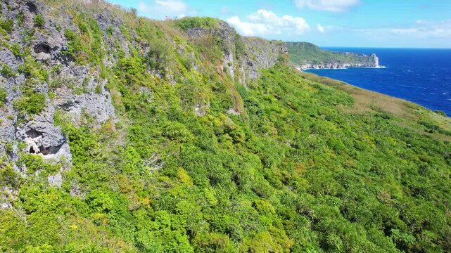 Tropical island of Tinian in the Northern Mariana Islands