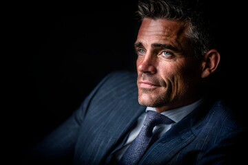 Obraz premium chief executive radiates confident calm leading the room with decisive warmth