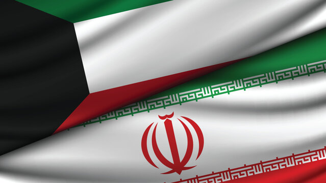 Illustration Vector Featuring IRAN and KUWAIT Identities with IRAN and KUWAIT Flags