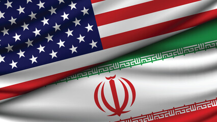 Illustration Vector Featuring IRAN and United States Identities with IRAN and United States Flags © Model it
