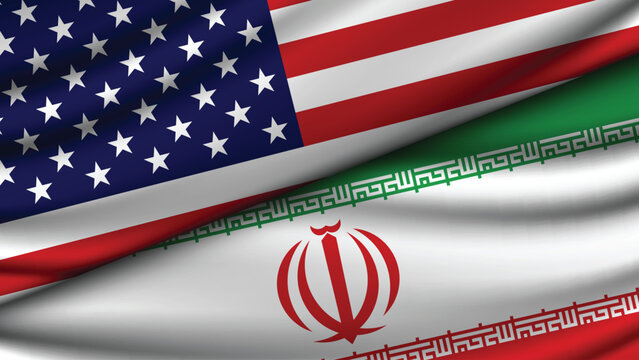 Illustration Vector Featuring IRAN and United States Identities with IRAN and United States Flags