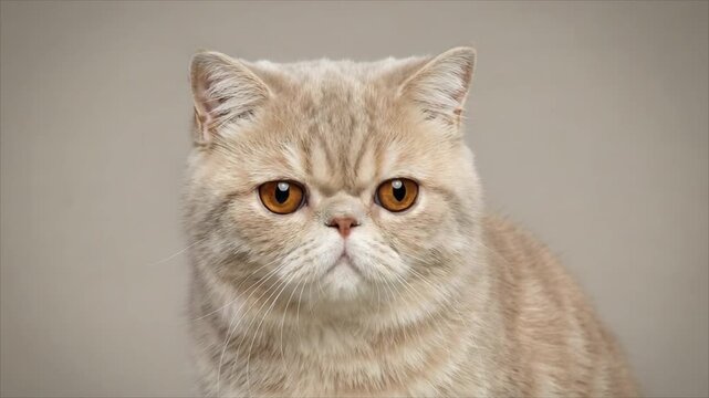 A persian breed cat with golden eyes looking at camera. Animal portrait expression sequence for pet care concept.