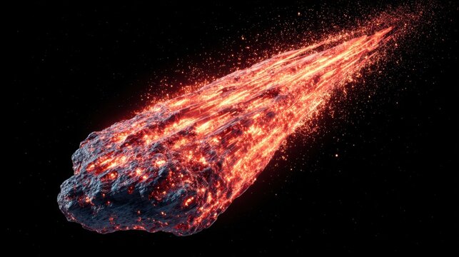 Fiery molten lava stream exploding with sparks against a dark background