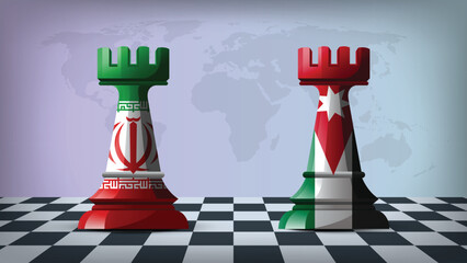 Illustration Vector Featuring IRAN and JORDAN Identities with IRAN and JORDAN Flags © Model it