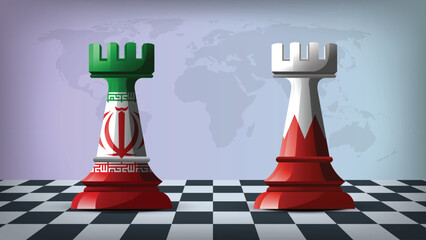 Illustration Vector Featuring IRAN and BAHRAIN Identities with IRAN and BAHRAIN Flags © Model it