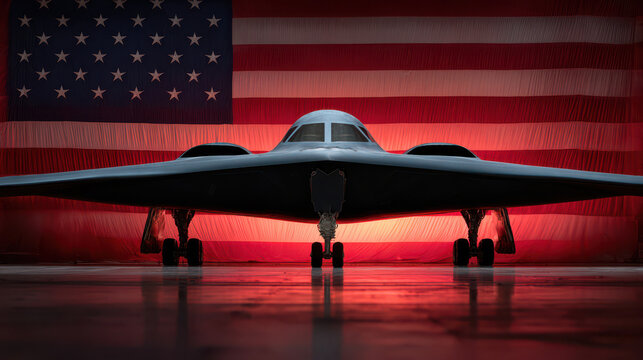 Dramatic American stealth bomber airplane