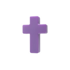 Purple 3d Cross Symbol Religious Icon
