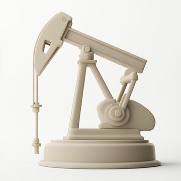 Oil pump jack drilling rig model, petroleum industry extraction equipment illustration on neutral background