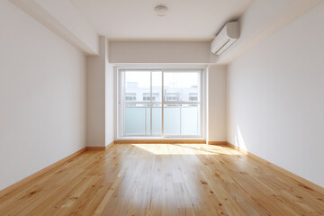 明るい空き部屋の室内風景