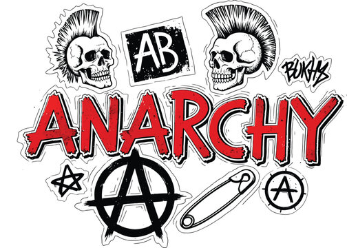 Set of 8 anarchy symbols vector icons