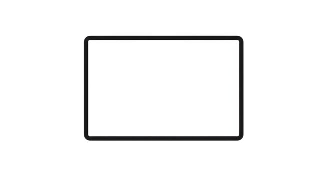 Simple outline of a rectangular shape with rounded corners on a plain background isolated on transparent background