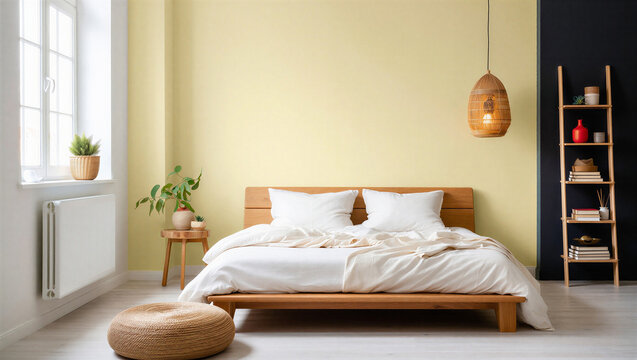 Bright and Airy Bedroom with Pastel Yellow Walls