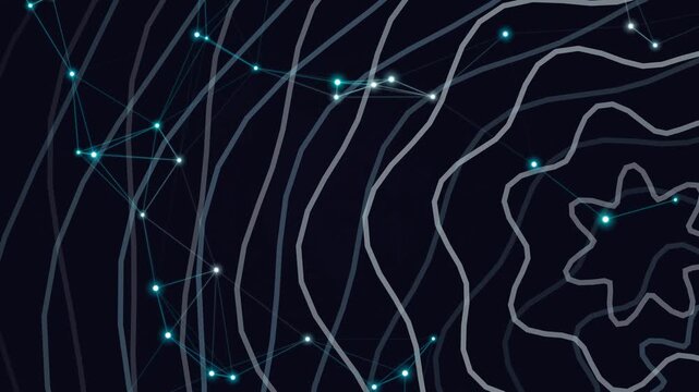 A dark blue network with glowing nodes and connected lines